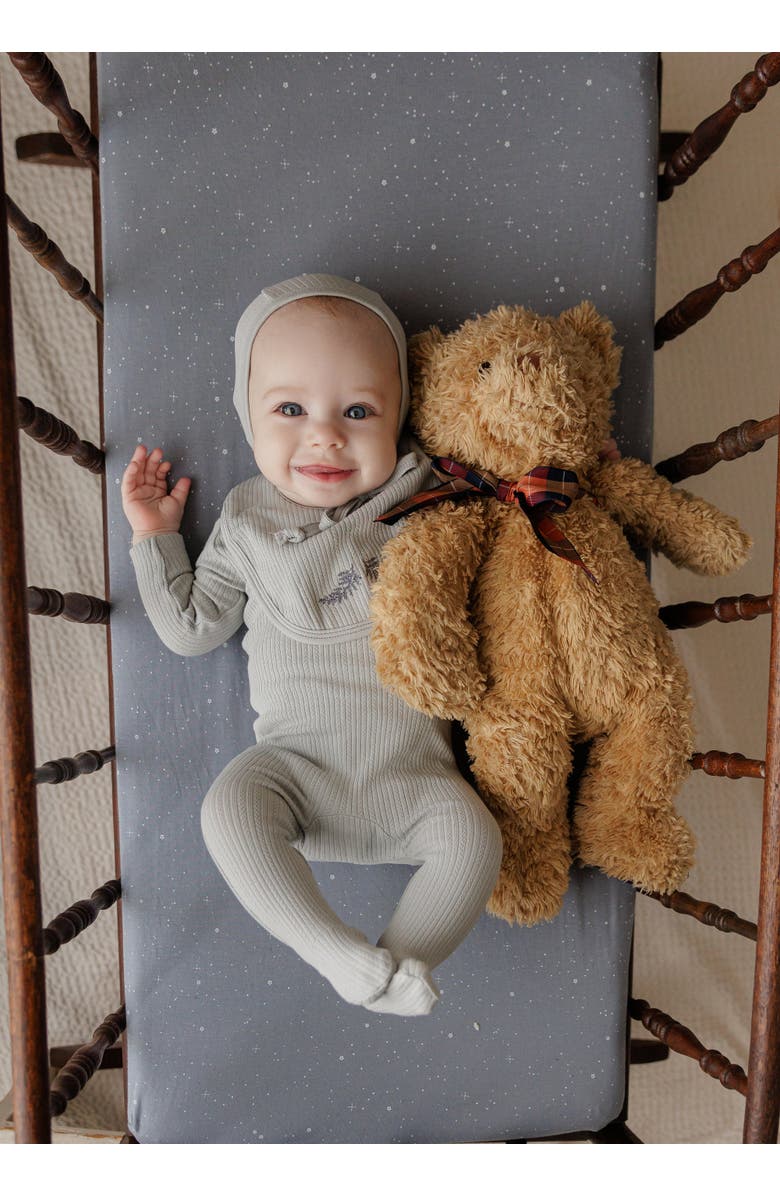 Ely's & Co. Organic Cotton Embroidered Collar Collection - Footie, Alternate, color, Blue Leaf