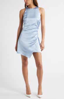 Open Edit Sleeveless Ruched Satin Minidress
