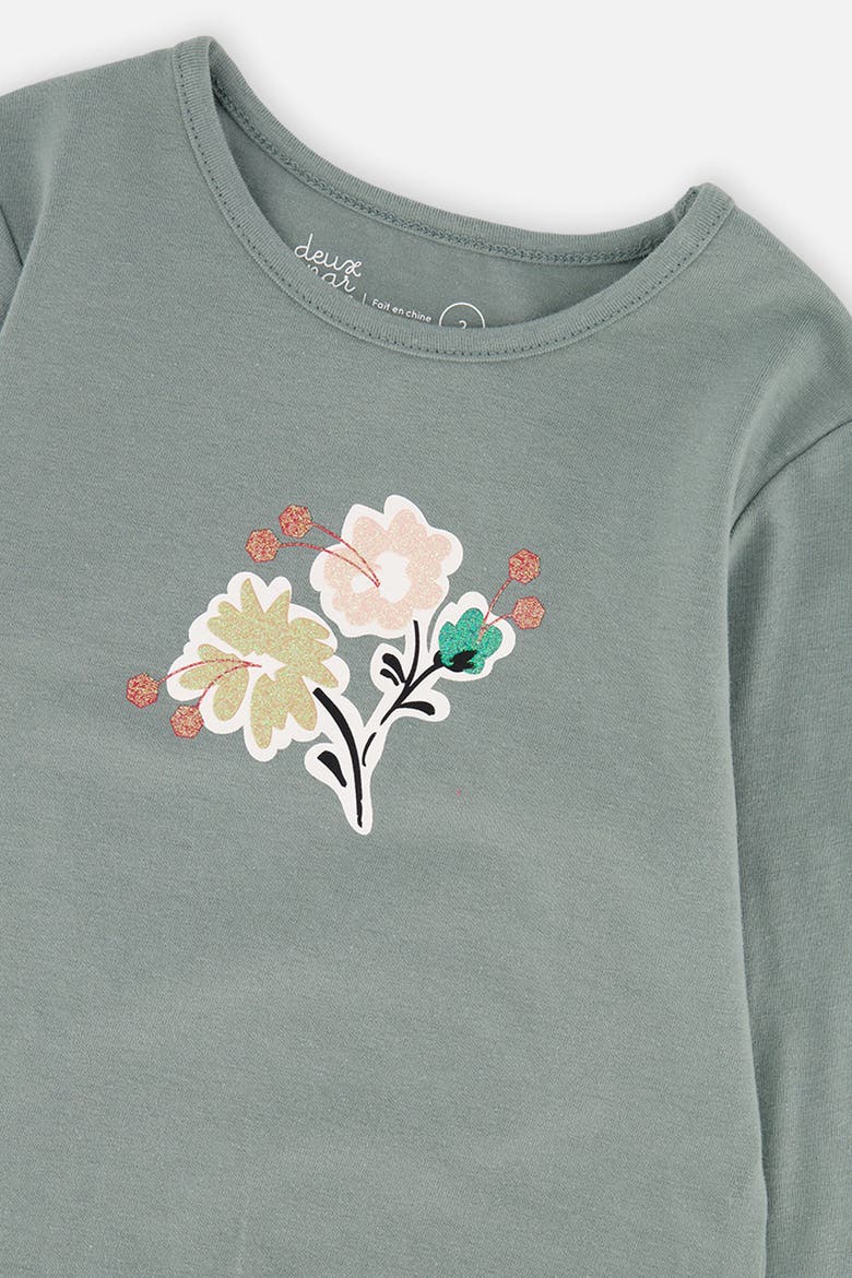 Organic Cotton Glitter Bouquet Long Sleeve T-Shirt, Alternate, color, Sage Green