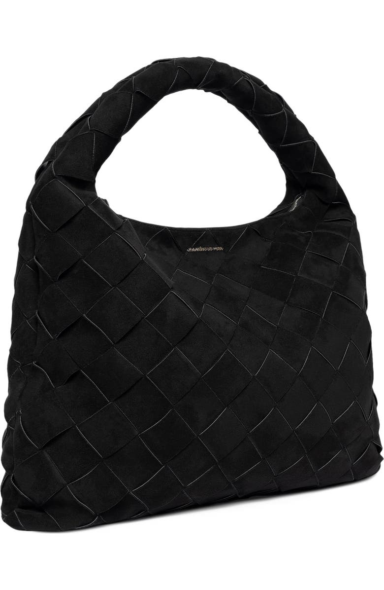 Manière De Voir Aubin Suede Woven Hobo Bag, Alternate, color, Black