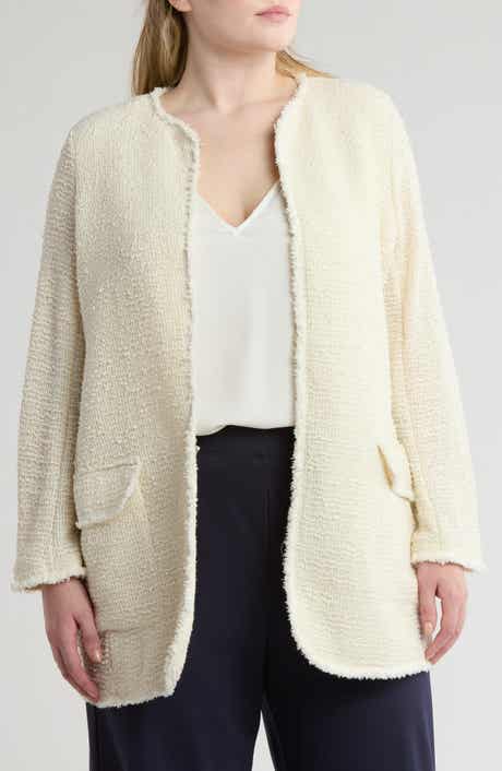 MAX STUDIO Frayed Trim Longline Cardigan