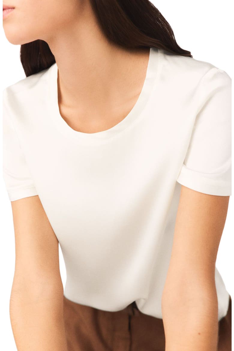 Short-sleeved silk top, Alternate, color, White