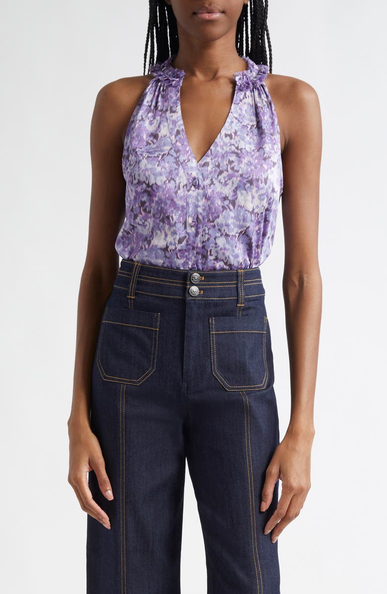 Cinq à Sept Jessie Hydrangea Sleeveless Top, Main, color, Lilac Wine Multi