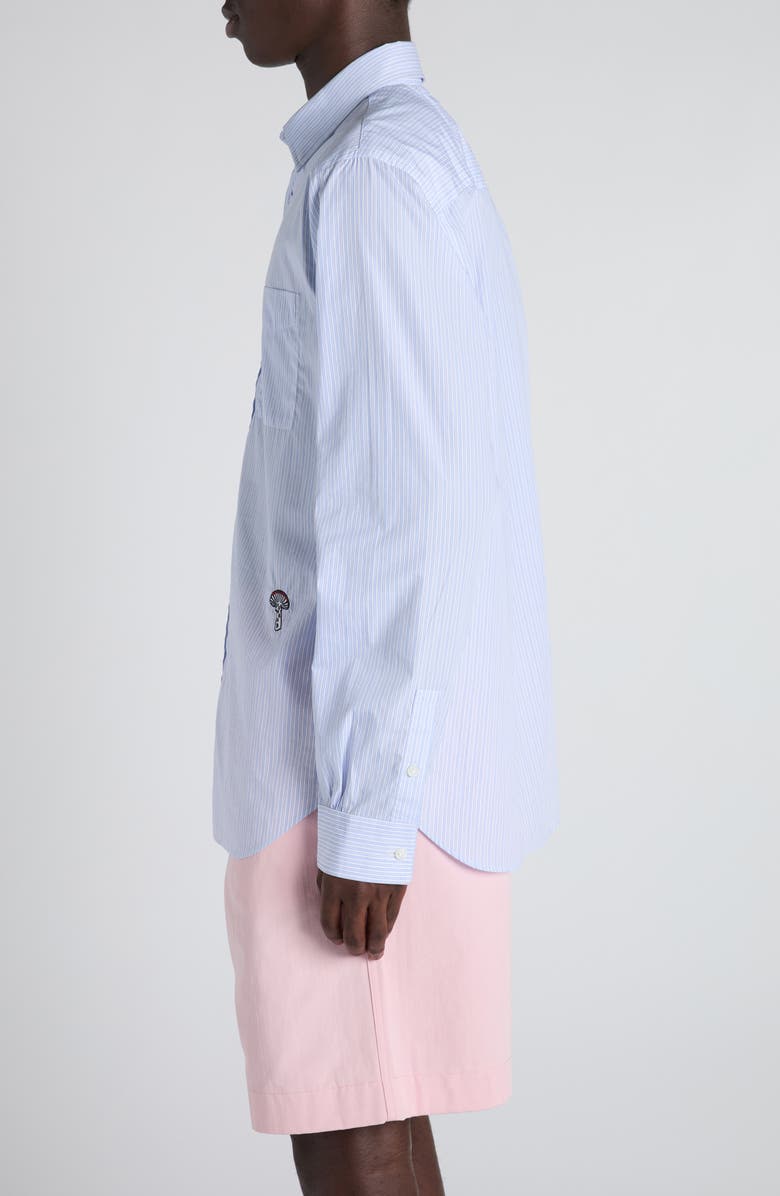 Bottega Veneta Stripe Cotton Poplin Button-Up Shirt, Alternate, color, 9006 White/ Blue