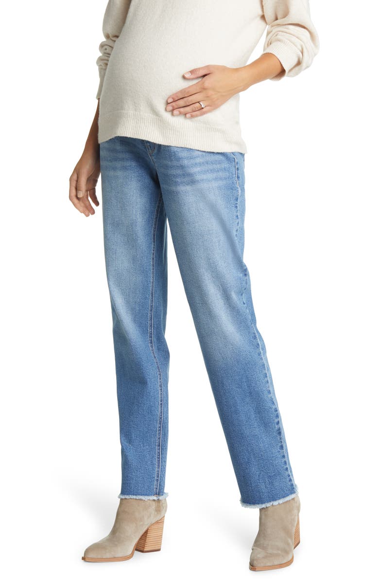 1822 Denim Over the Bump Relaxed Straight Leg Maternity Jeans, Main, color, 