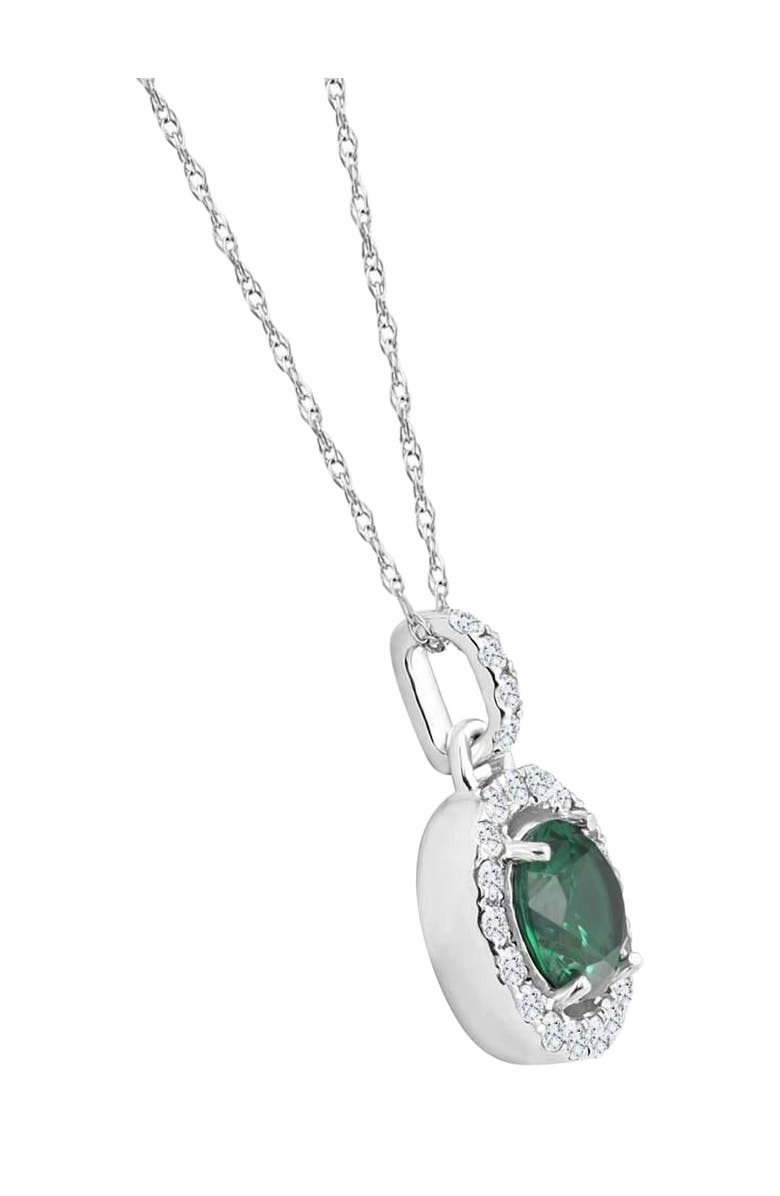 Bliss Diamond 1 1/2Ct Emerald Diamond Halo Pendant Women's 10k Gold Necklace 18" Length, Alternate, color, 