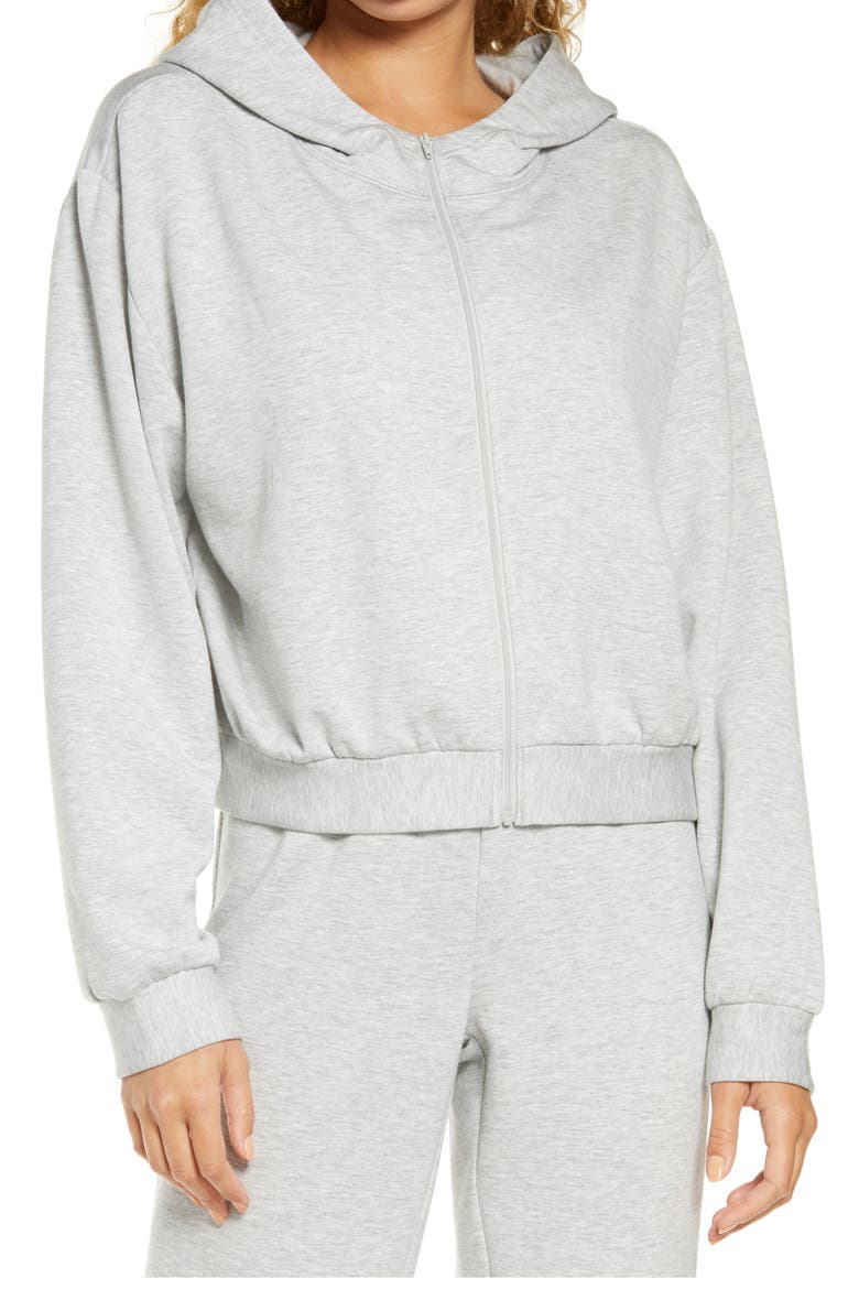 Fleece Zip Hoodie, Alternate, color, GREY PEARL HEATHER