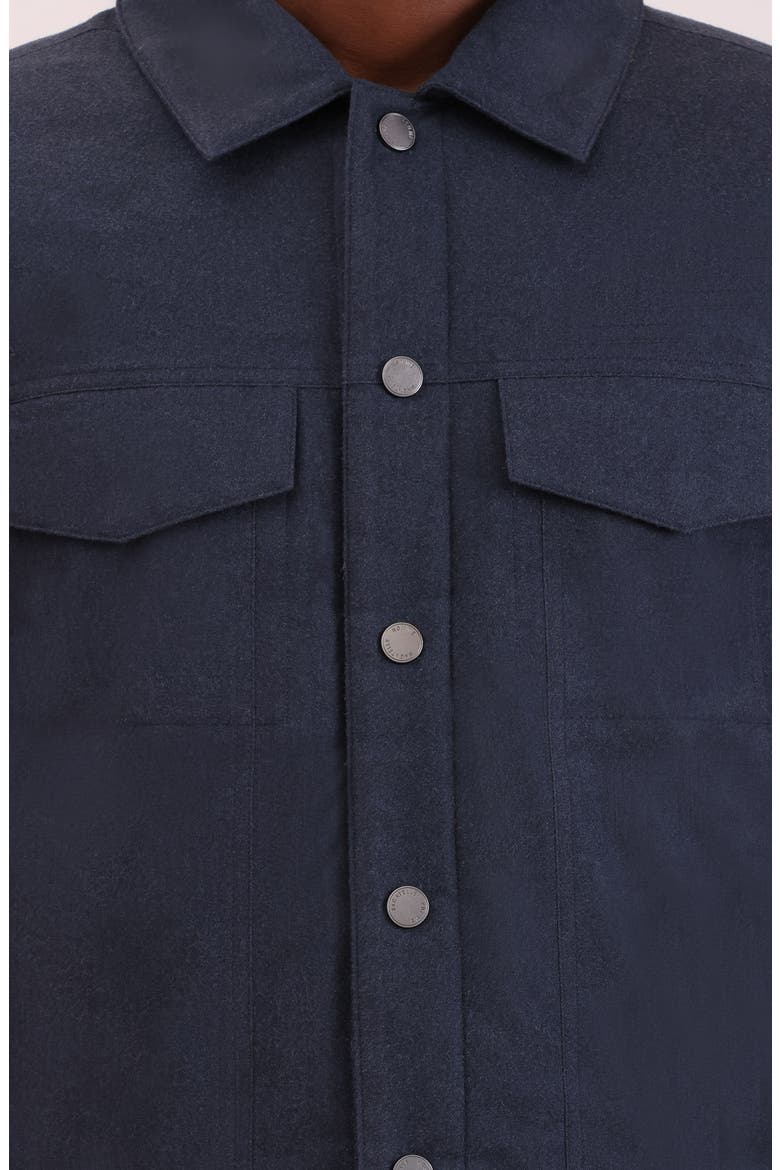 Flannel Snap-Up Trucker Jacket, Alternate, color, NAVY