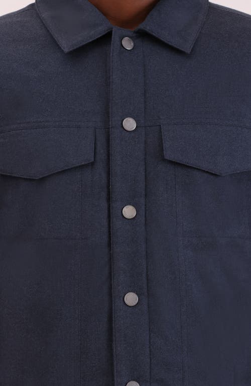 Bagatelle Flannel Snap-up Trucker Jacket In Blue