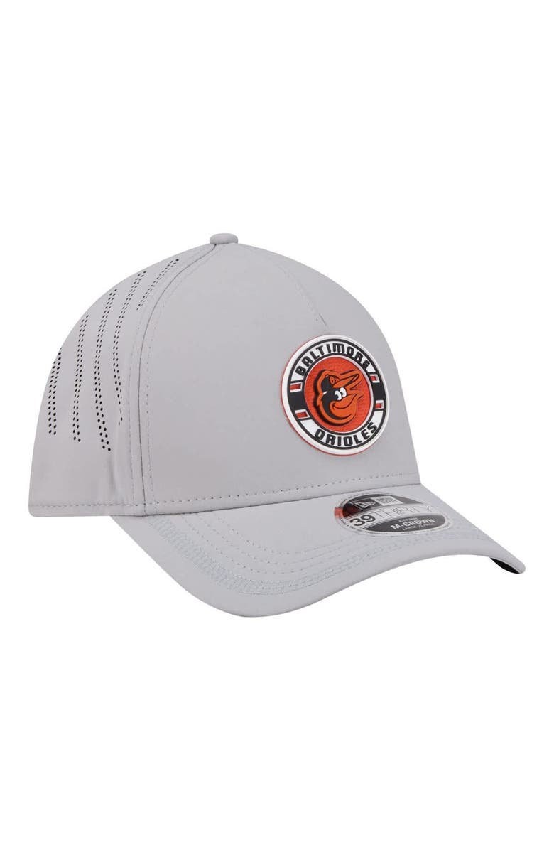 New Era Men's New Era Gray Baltimore Orioles Patch 39THIRTY A-Frame M-Crown Perforated Flex Hat, Alternate, color, Gray