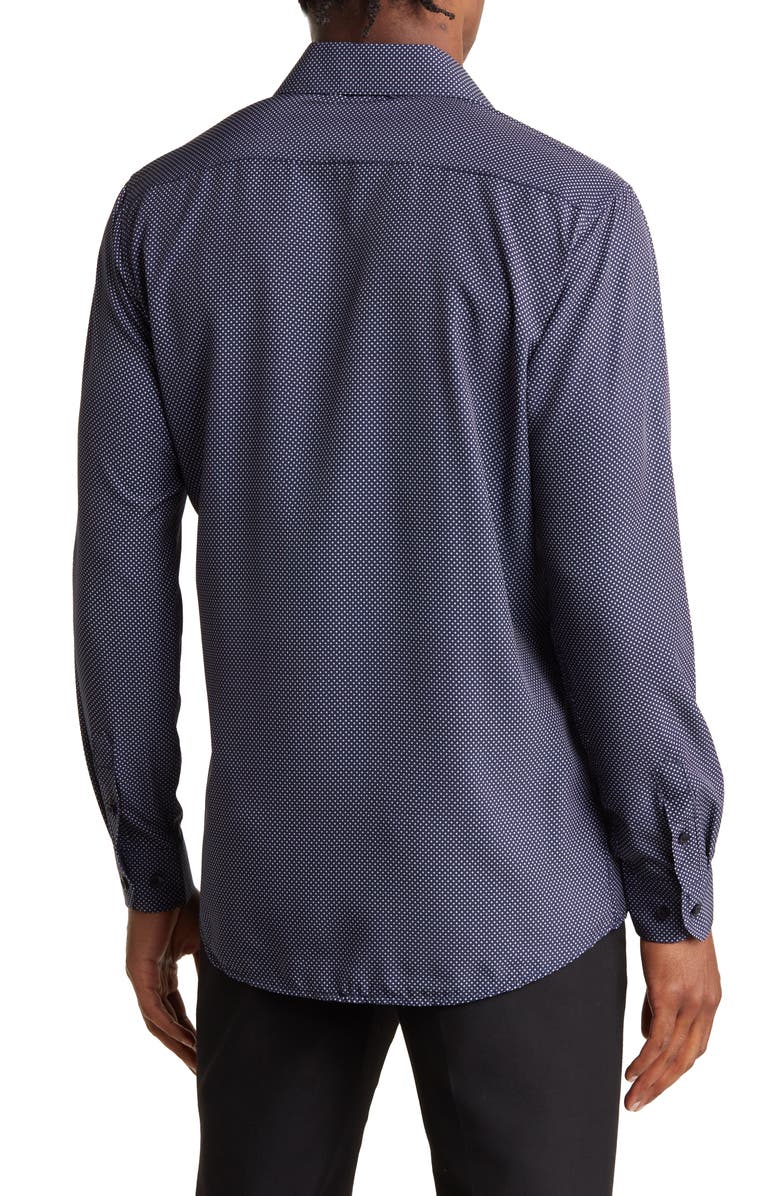 Azaro Uomo Slim Fit Dot Print Performance Button-Up Shirt, Alternate, color, Red