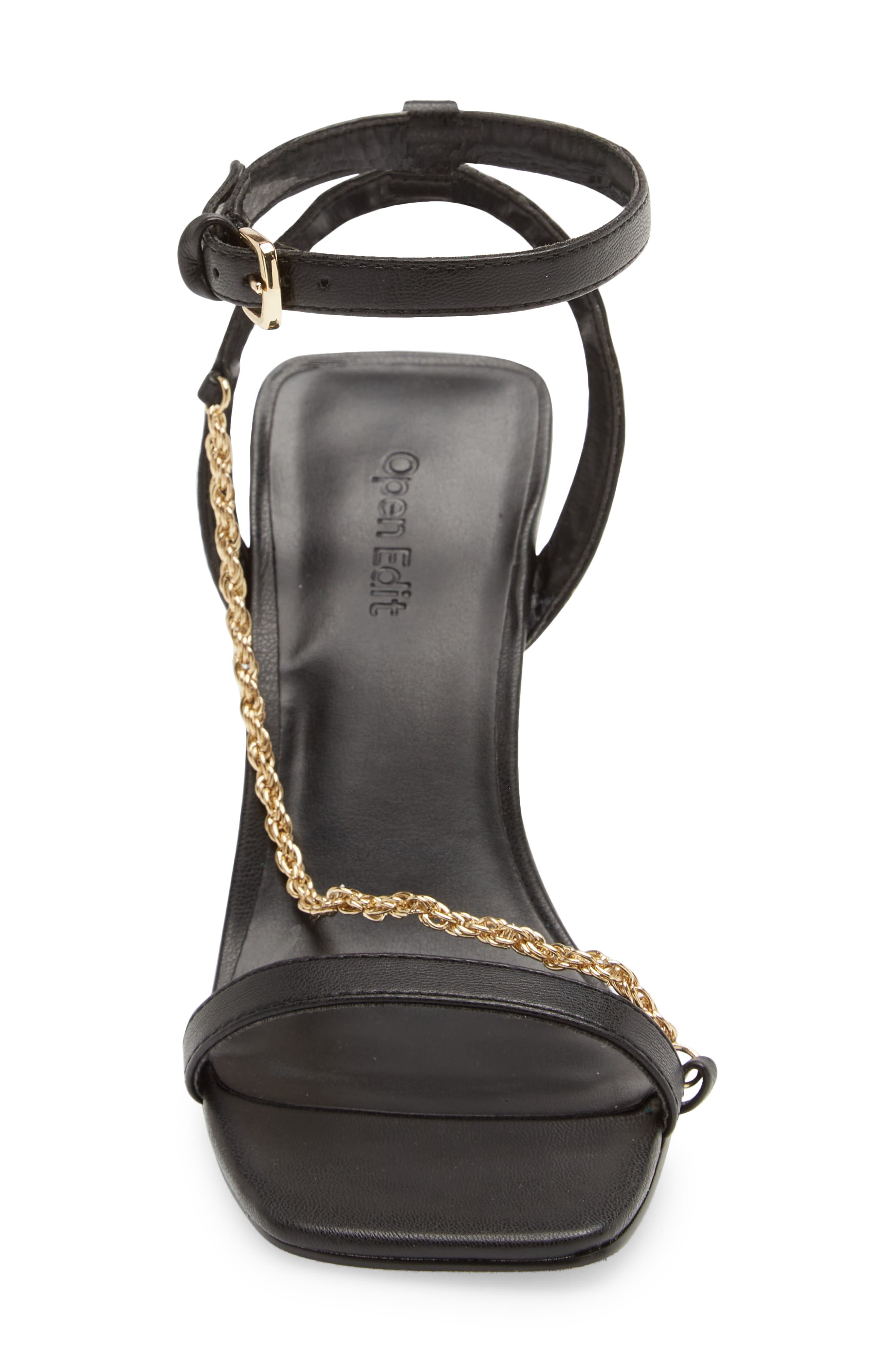Renata Chain Ankle Strap Sandal, Alternate, color, BLACK