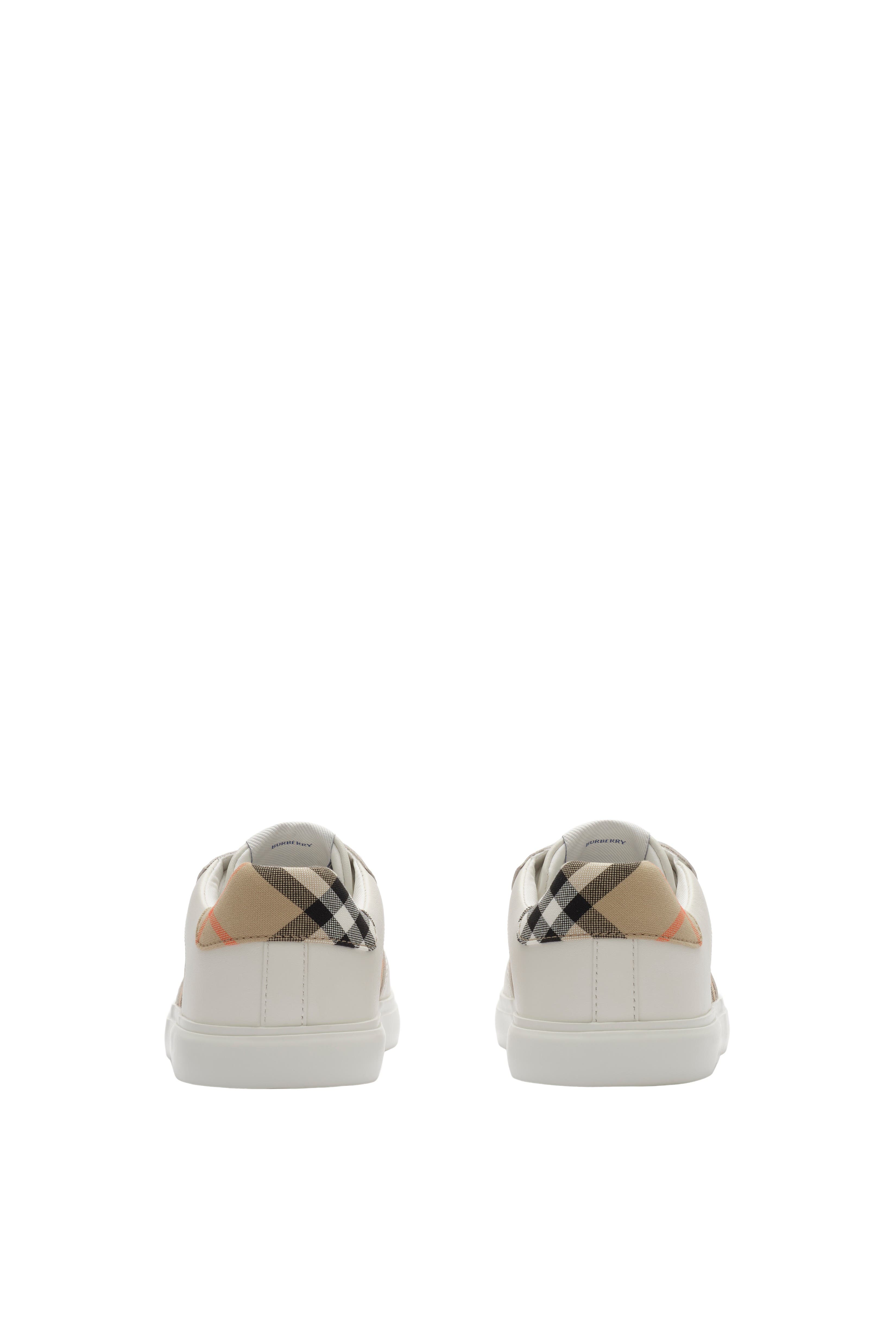 Check and Leather Sneakers, Alternate, color, Sand beige