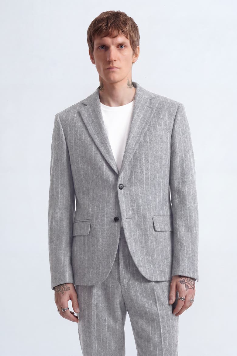 Tyson Pinstripe Suit Jacket, Main, color, Grey