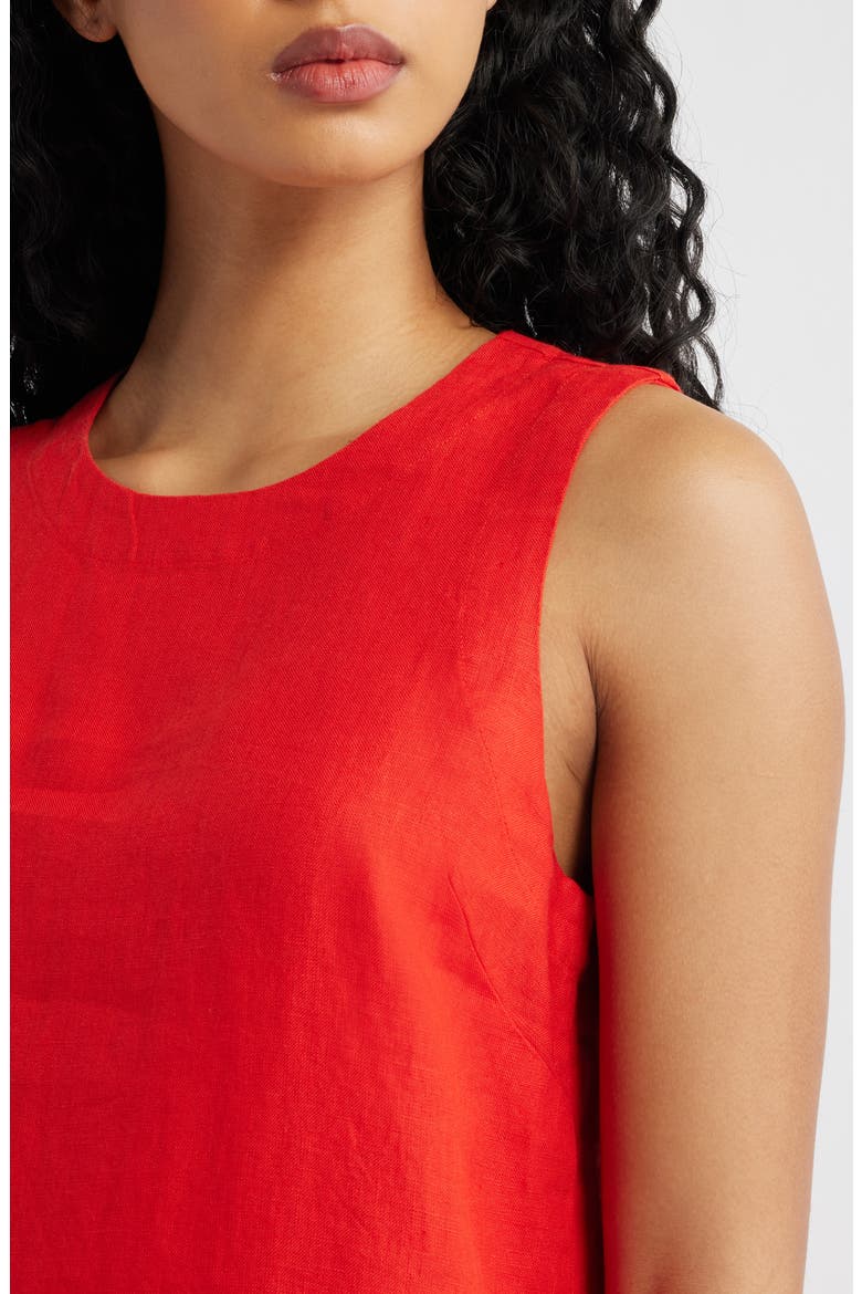 Embroidered Linen Mini Shift Dress, Alternate, color, WILD POPPY