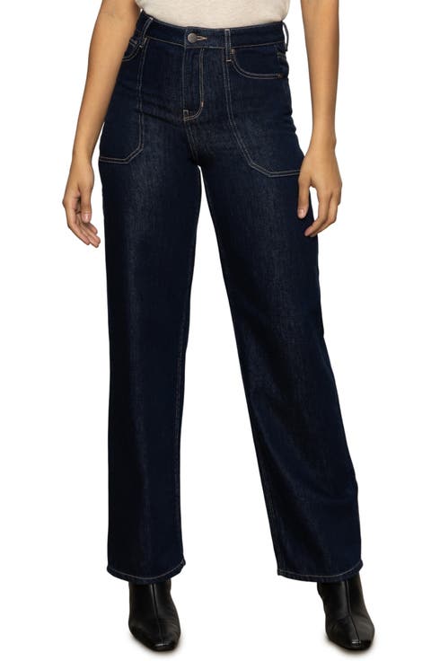 Soleil '90s High Waist Straight Leg Carpenter Jeans (Indigo Dark Raw Rinse)