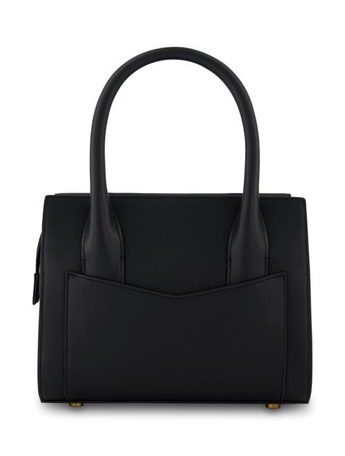 Mac Duggal Gold Plated Hardware Small Leather Tote Bag In Black