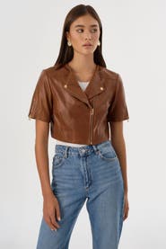 LAMARQUE Kirsi Gold | Cropped Biker Jacket