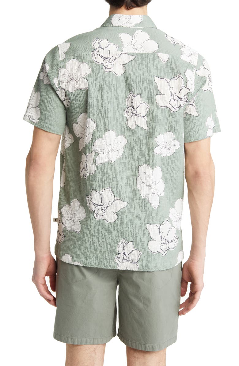 Ted Baker London Coving Floral Cotton Stretch Seersucker Short Sleeve Button-Up Shirt, Alternate, color,