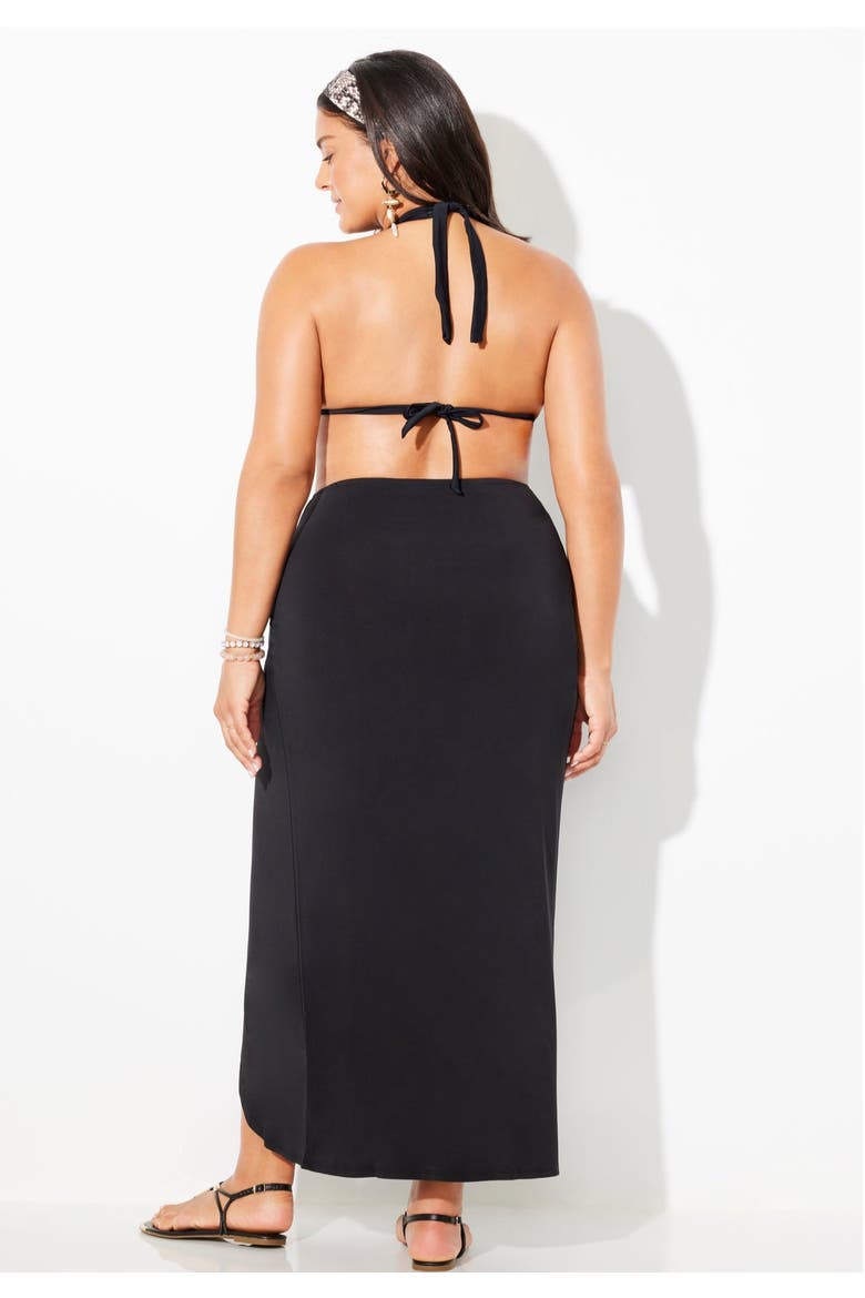 Pack & Go Wrinkle-Resistant Sarong Skirt Cover Up, Alternate, color, Black