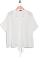 Adrianna Papell Short Sleeve Tie Front Button-Up Shirt