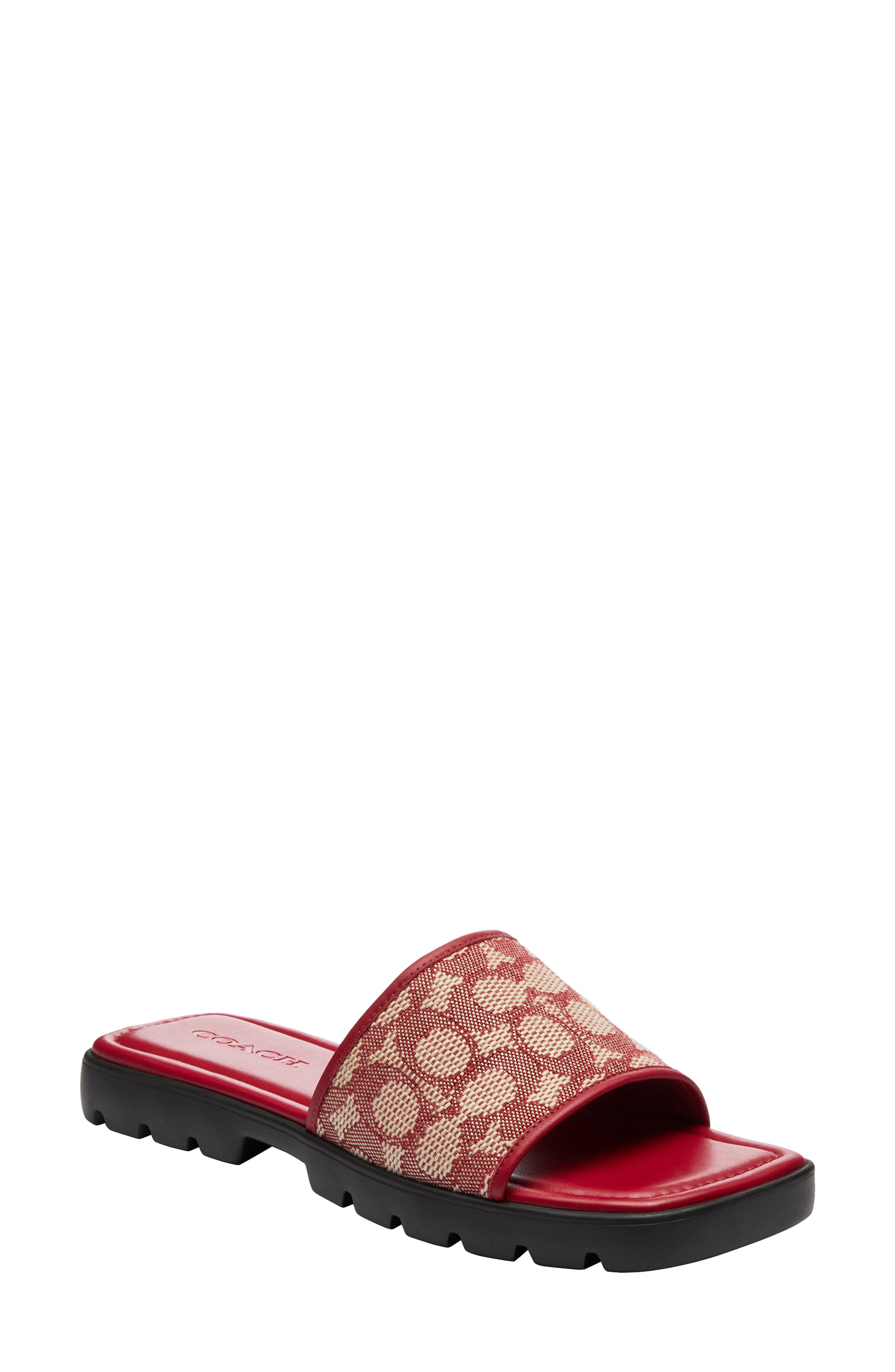 COACH Florence Signature Jacquard Slide Sandal, Main, color, 