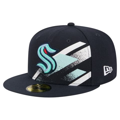 Men's New Era Deep Sea Blue Seattle Kraken Faded Lines 59FIFTY Fitted Hat