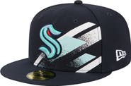 New Era Men's New Era Deep Sea Blue Seattle Kraken Faded Lines 59FIFTY Fitted Hat