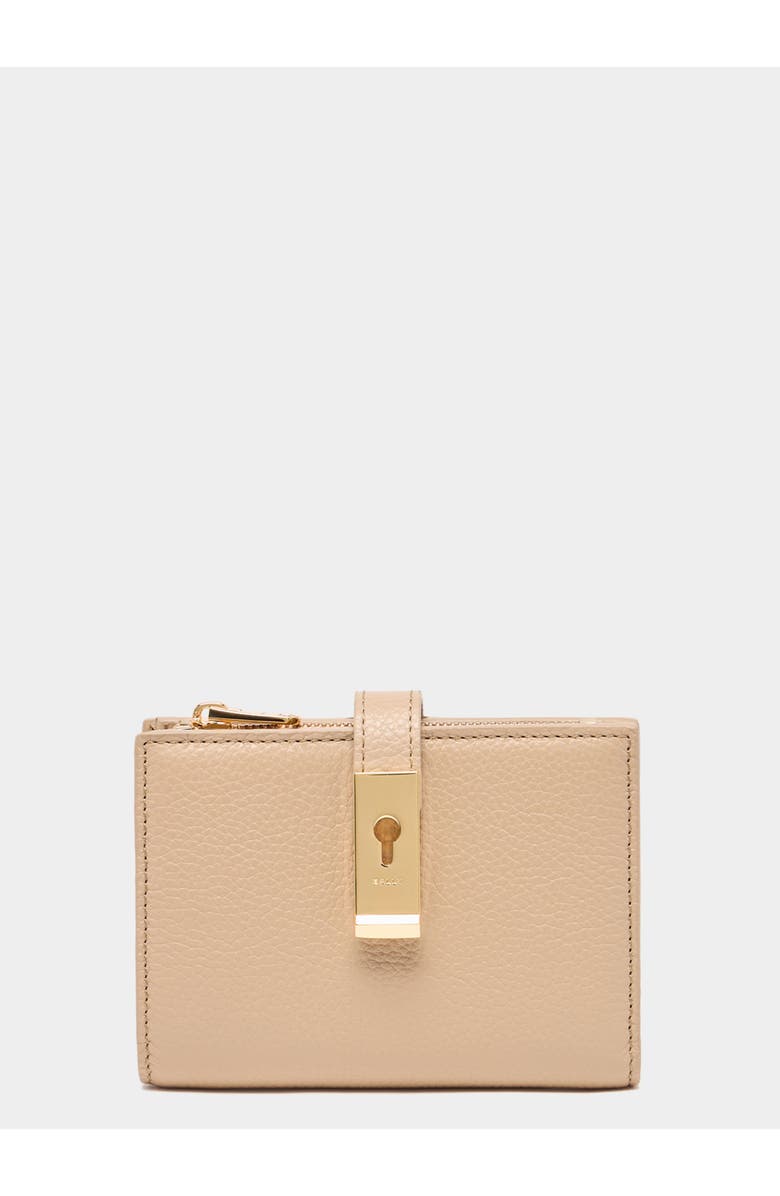Bally Lock Me Wallet In Grained Leather, Main, color, Sabbia 26+Y Gold