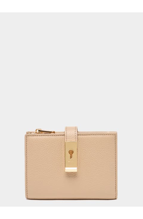 Lock Me Wallet In Grained Leather