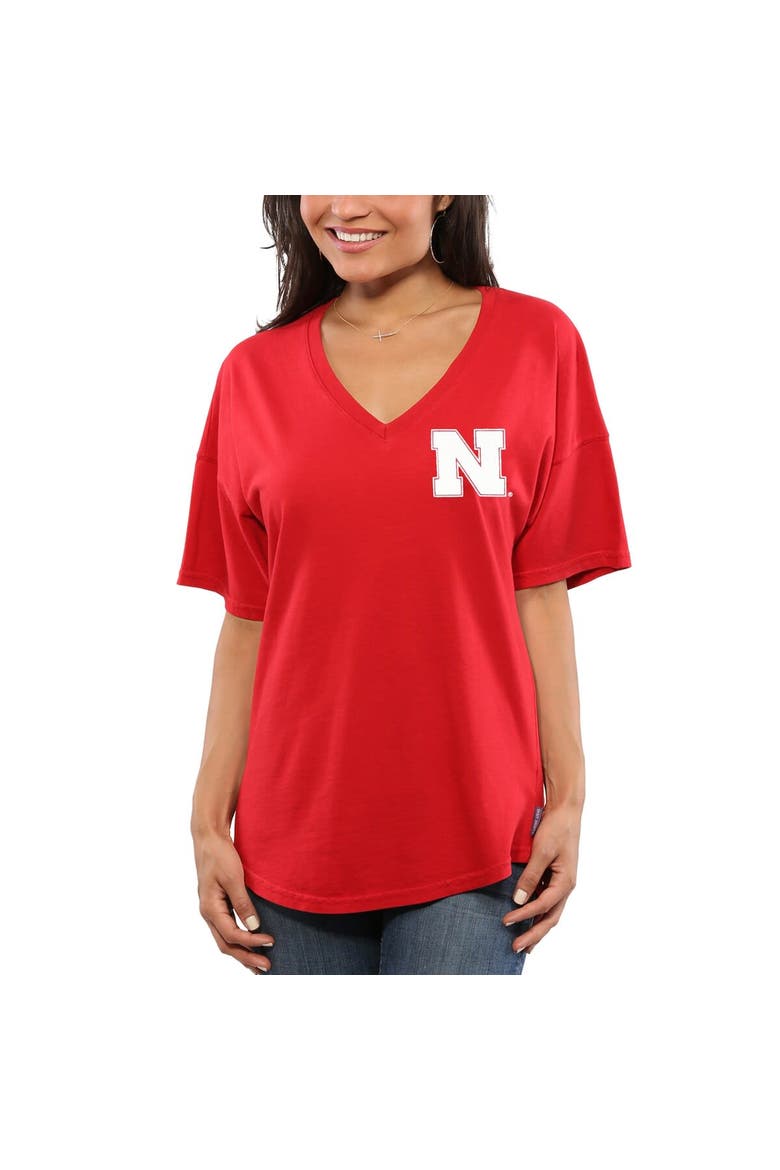 Women's Scarlet Nebraska Huskers Spirit Jersey Oversized T-Shirt, Alternate, color, Red