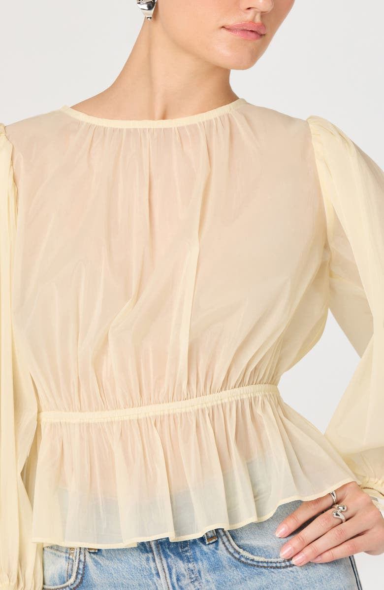 ASTR the Label Amie Peplum Sheer Chiffon Top, Alternate, color, Lemon