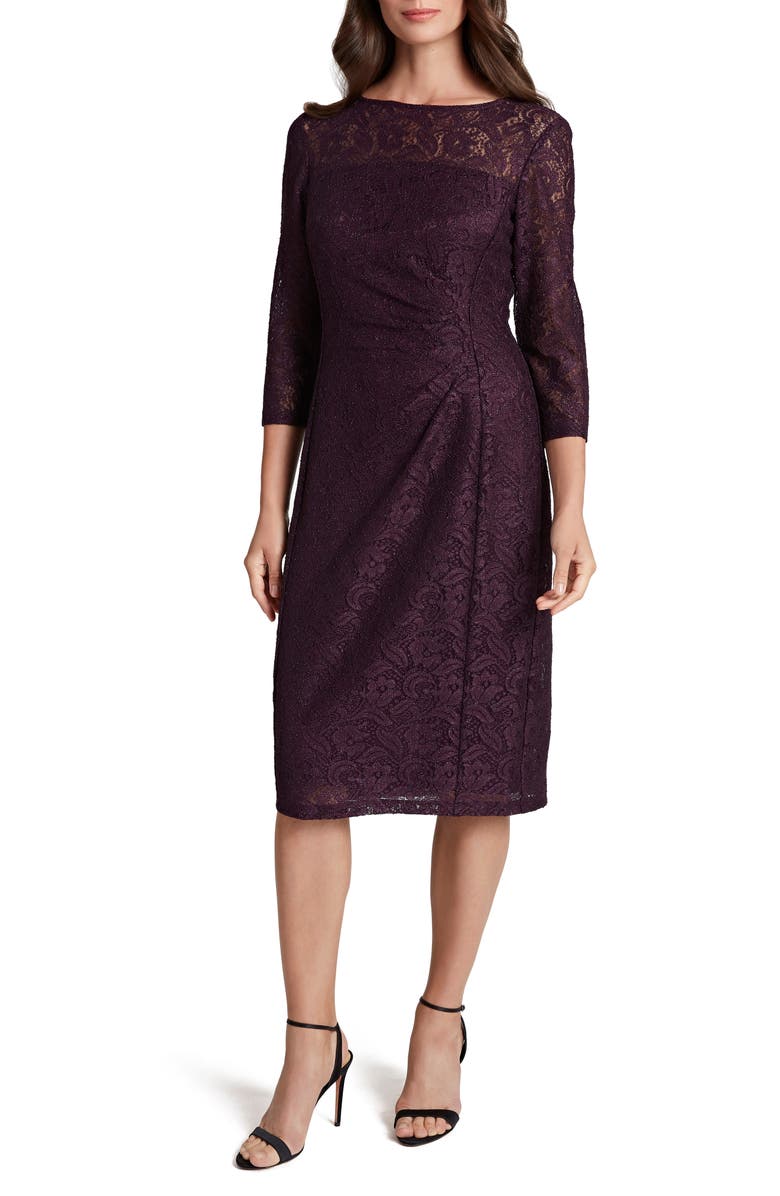 Tahari Sparkle Lace Sheath Cocktail Dress, Main, color, 