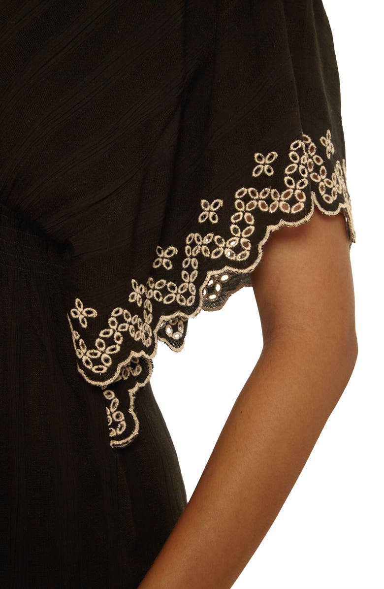 Becca Barbados Eyelet Cover-Up Tunic, Alternate, color, Black/ Tan