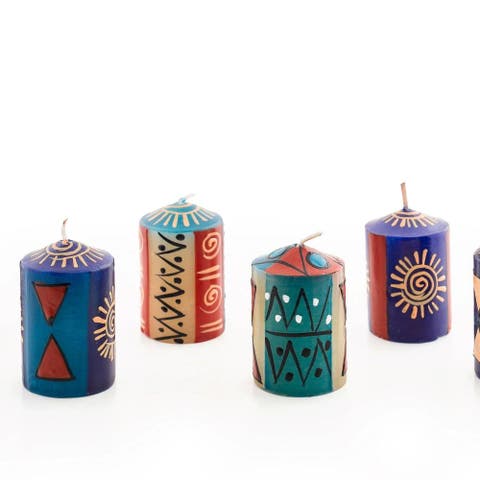 African Sky Painted Voltive Candles - Set of 6