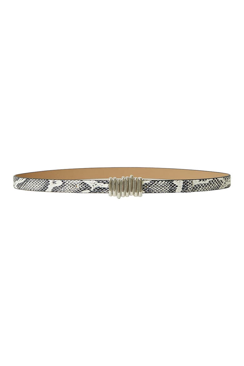 Vesna Mini Python Print Leather Belt, Main, color, BLACK WHITE SILVER
