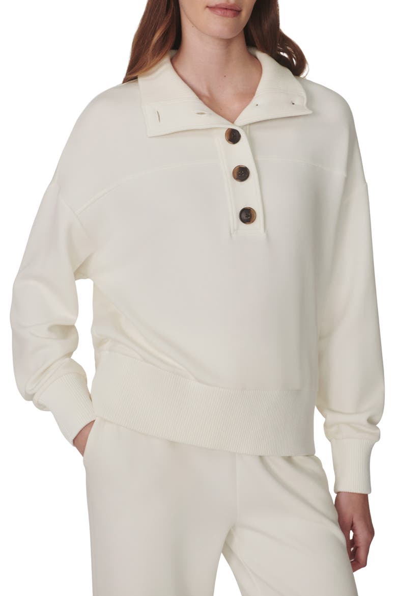 Bronya Button Placket Sweatshirt, Main, color, PRISTINE
