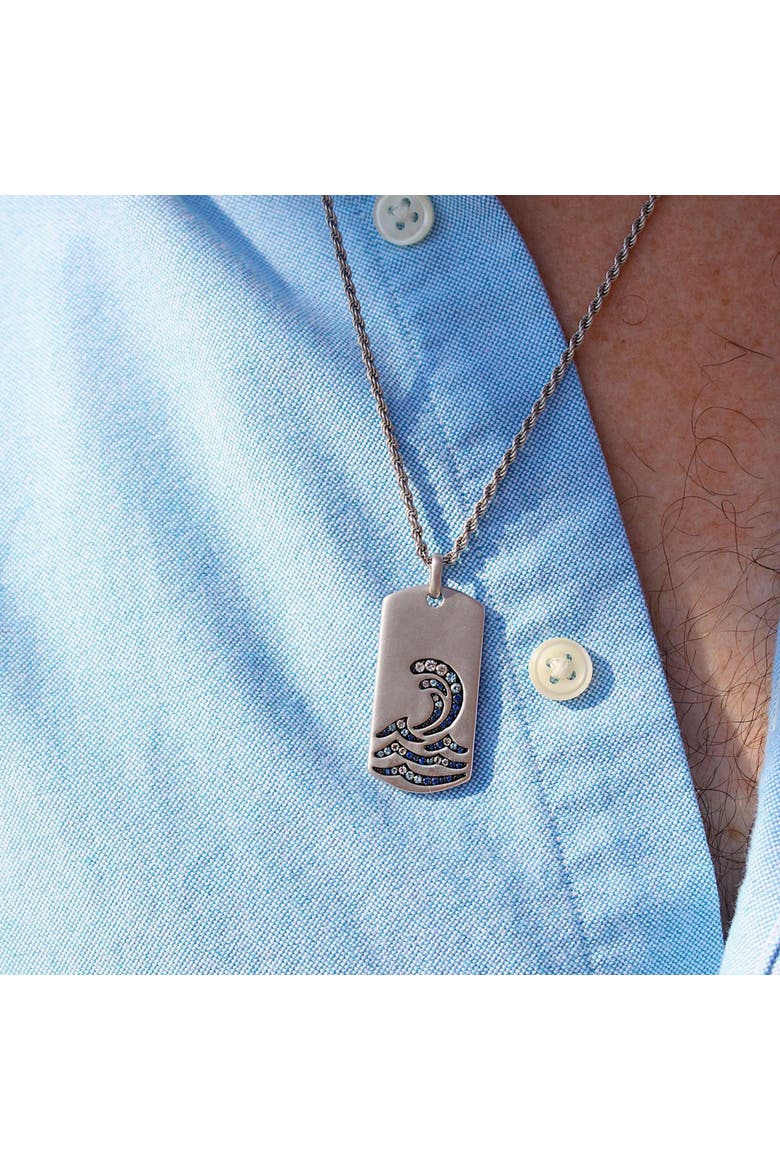 Surfrider Beach Sapphire & Topaz Silver Tag Necklace, Alternate, color, Silver