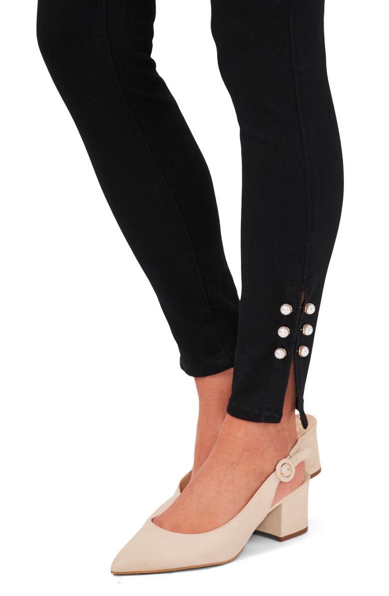CeCe Faux Pearl Detail Skinny Jeans, Alternate, color, 