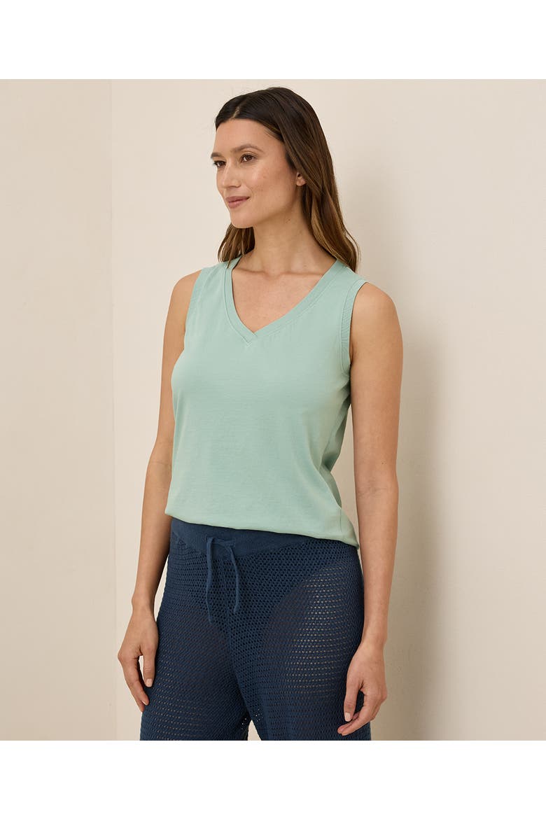 Organic Cotton Softspun V-Neck Tank, Alternate, color, Agave Green
