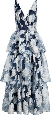 Lulus Vallia Floral Tiered Gown