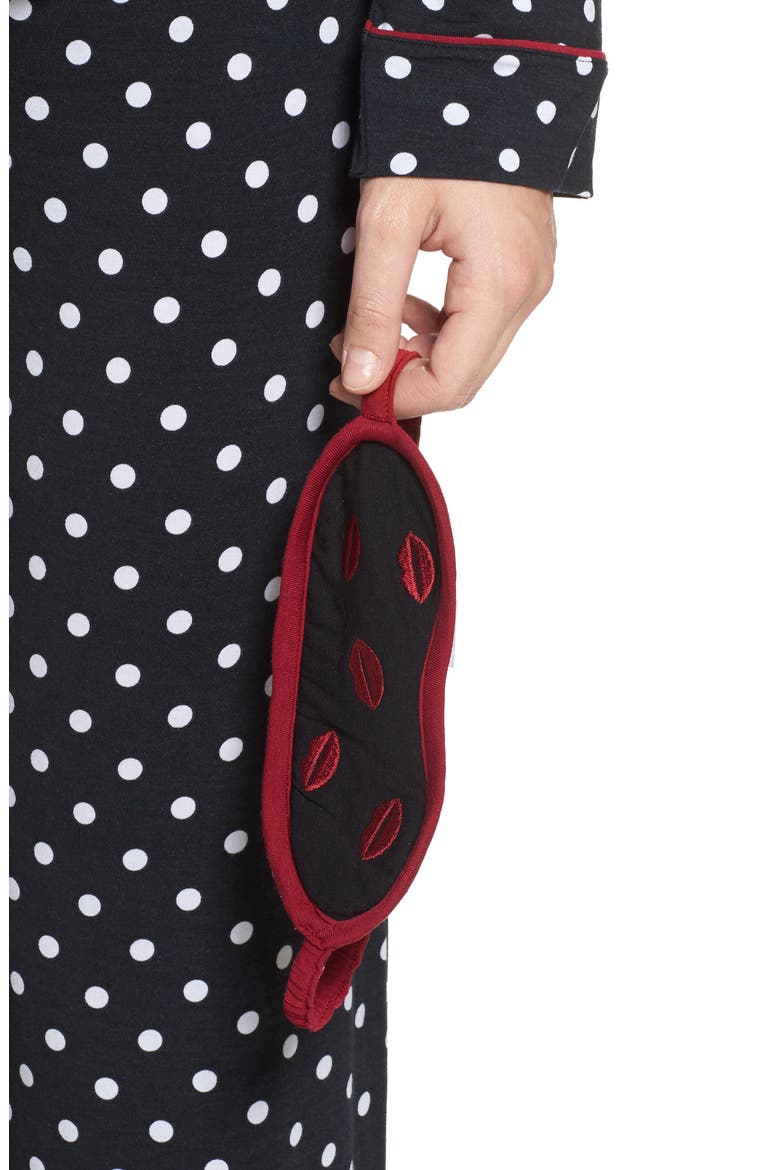 Stretch Modal Pajamas & Eye Mask, Alternate, color, BLACK