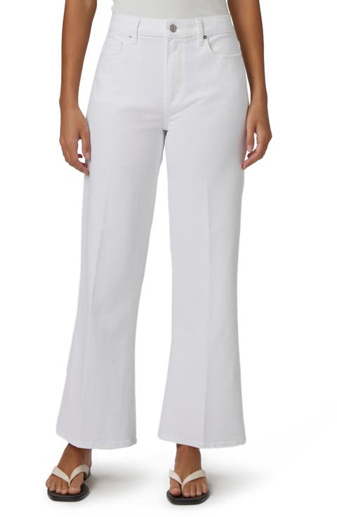 Leenah High Waist Ankle Wide Leg Jeans (Crisp White)