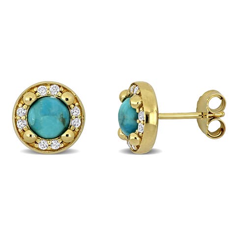 Composite Turquoise Halo Stud Earrings