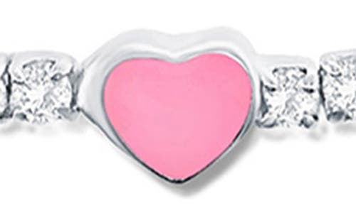 Simona Enamel Heart Cubic Zirconia Tennis Anklet In Silver