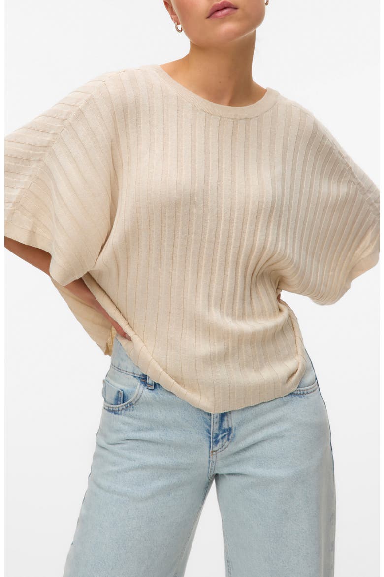 Barbados Short Sleeve V-Back Sweater, Main, color, OATMEAL