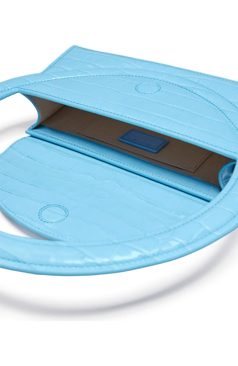 Jacquemus Le Sac Rond Croc Embossed Leather Top Handle Bag, Alternate, color,