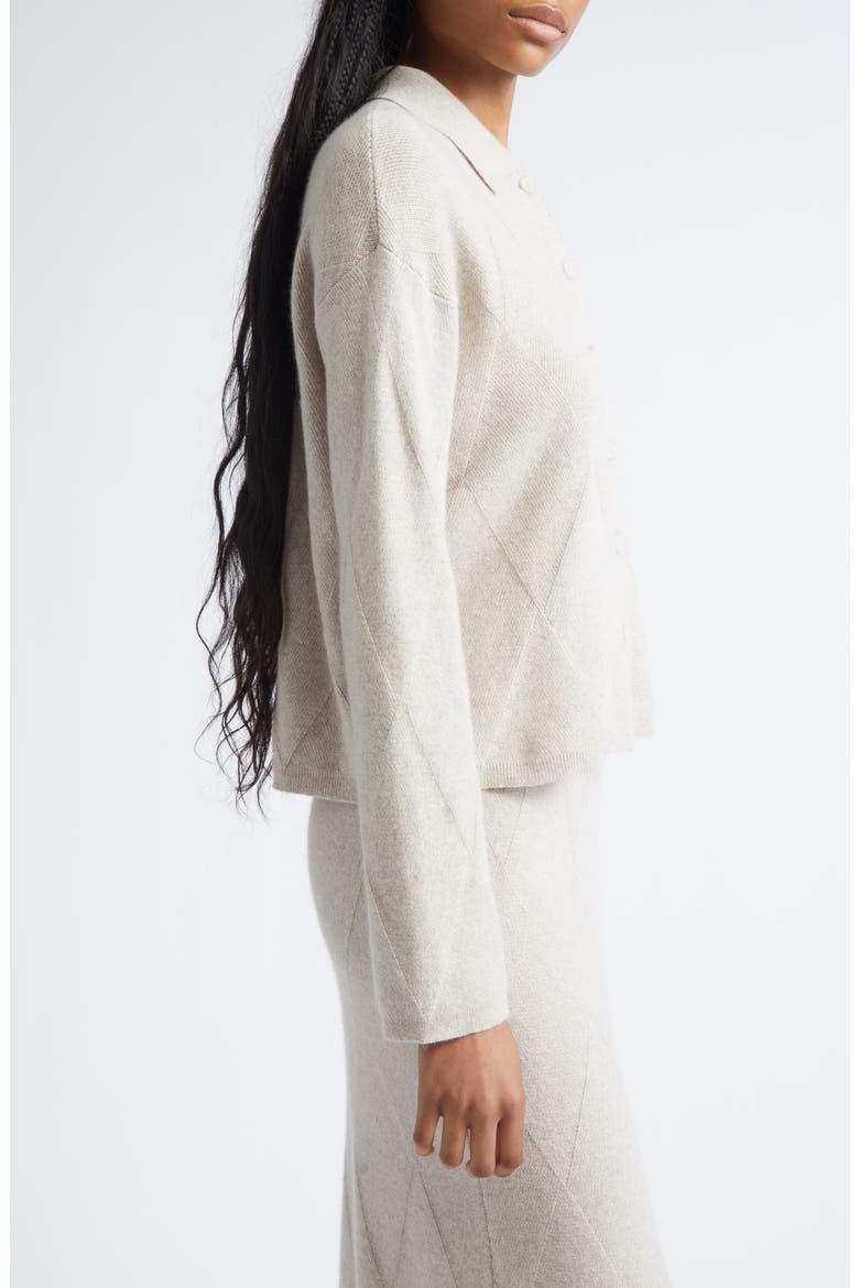 Diamond Stitch Cashmere Cardigan, Alternate, color, BEIGE MELANGE