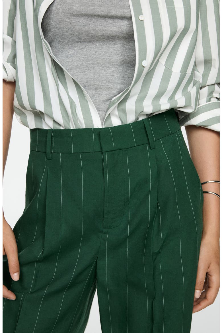 Pinstripe Wide Leg Pants, Alternate, color, GREEN