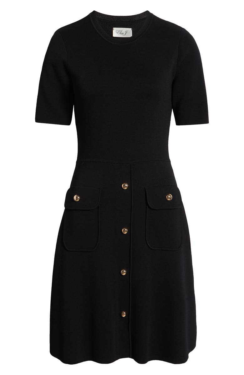 Eliza J Patch Pocket Knit A-Line Dress, Alternate, color, 